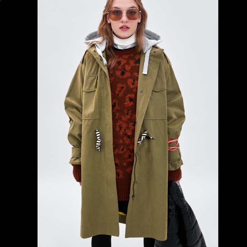 Worn twice Zara hooded trench coat - Picture 5 of 10